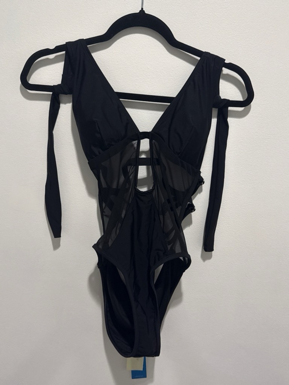 Cupshe Black One-Piece Swimsuit with Mesh Panels